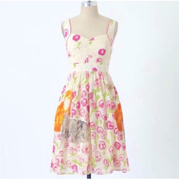 Floreat Dresses & Skirts - Anthropologie Floreat Morning Stroll Cat Dress Fit Flare Floral Smocked Retro 6